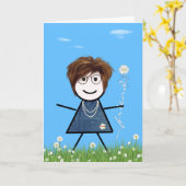 母の日のデイジー友達とステックガール カード (黄色い花)