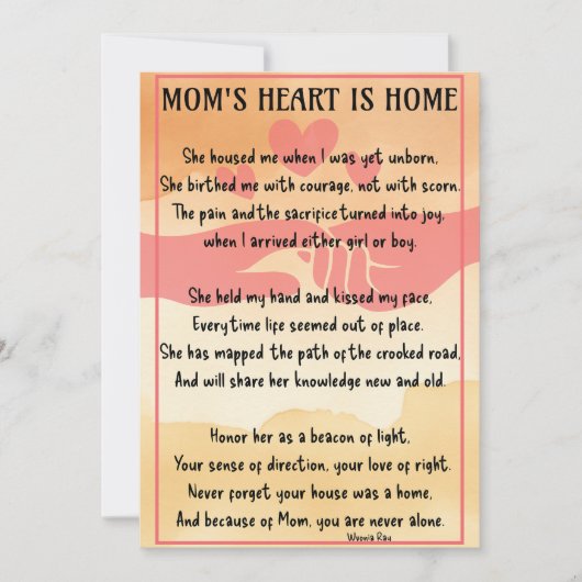 母の日のハートはホーム フラット ホリデー カード (正面)