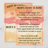 母の日のハートはホーム フラット ホリデー カード (正面/裏面)