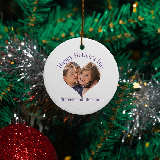 母の日のハート写真 セラミックオーナメント
