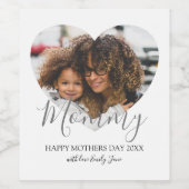 母の日のハート写真 ワインラベル (シングルラベル)