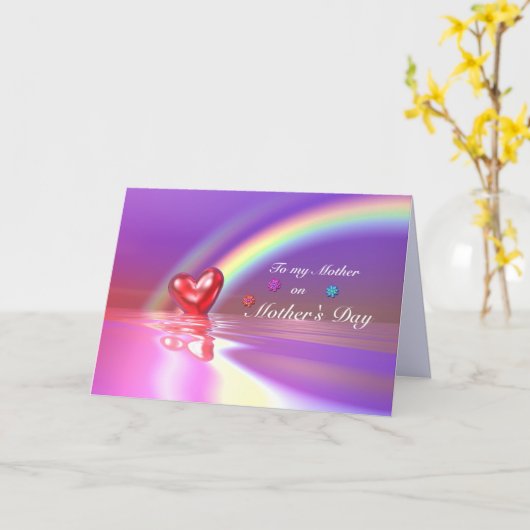 母の日のハート カード (黄色い花)