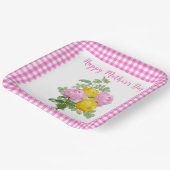 母の日のバラとピンクギンガム ペーパープレート (傾斜あり)