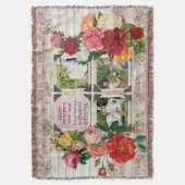 母の日のバラのInstagramのヴィンテージの写真フレーム スローブランケット (正面縦)