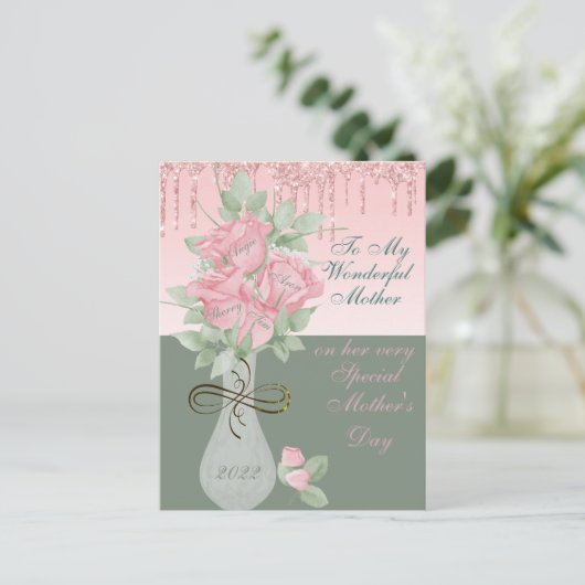 母の日のバラはがき ポストカード (スタンド正面)