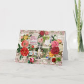 母の日のバラインスタグラムヴィンテージ写真コラージュ カード (正面)