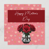 母の日のバラブーケフローラ赤 サンキューカード (正面/裏面)