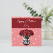 母の日のバラブーケフローラ赤 サンキューカード (スタンド正面)