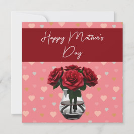 母の日のバラブーケフローラ赤 サンキューカード