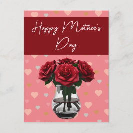 母の日のバラブーケフローラ赤 ポストカード