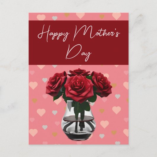 母の日のバラブーケフローラ赤 ポストカード (正面)