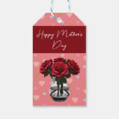 母の日のバラ花瓶のハートパターン ギフトタグ (裏面)