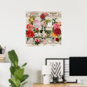 母の日のバラInstagramヴィンテージフォトコラージュ ポスター (ホームオフィス)