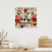 母の日のバラInstagramヴィンテージフォトコラージュ ポスター (キッチン)