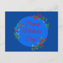 母の日のパターン赤い花の水色の青 ポストカード