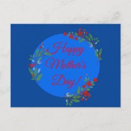 母の日のパターン赤い花の水色の青 ポストカード