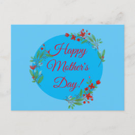 母の日のパターン赤い花の水色の青 ポストカード