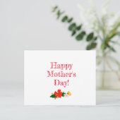 母の日のパターン赤い花の水色 ポストカード (スタンド正面)