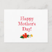 母の日のパターン赤い花の水色 ポストカード (正面)