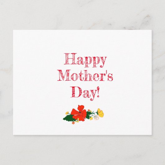 母の日のパターン赤い花の水色 ポストカード (正面)