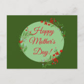母の日のパターン赤い花の水色 ポストカード (正面)