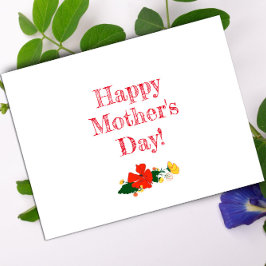 母の日のパターン赤い花の水色 ポストカード