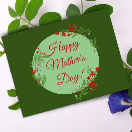 母の日のパターン赤い花の水色 ポストカード