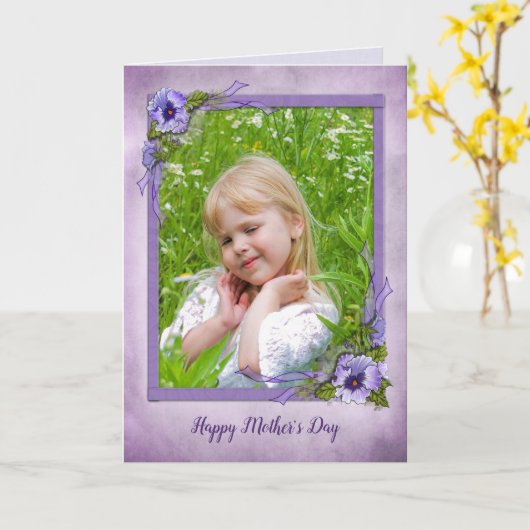 母の日のパンジー写真フレーム カード (黄色い花)