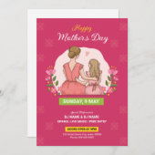 母の日のパーティー招待チラシテンプレート 招待状 (正面/裏面)