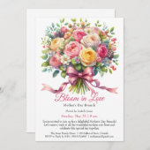 母の日のパーティー – 恋の開花 招待状 (正面/裏面)