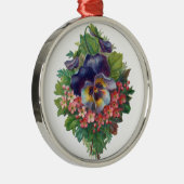 母の日のビクトリアンな紫色のパンジーの花束 メタルオーナメント (右)