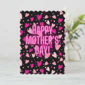 母の日のピンクのネオンハートのグリーティングカード シーズンカード (スタンド正面)