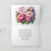母の日のピンクの芍薬の花のホリデーカード シーズンカード (内部)