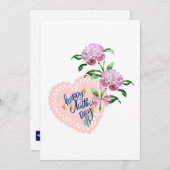 母の日のピンクの花とハート シーズンカード (正面/裏面)