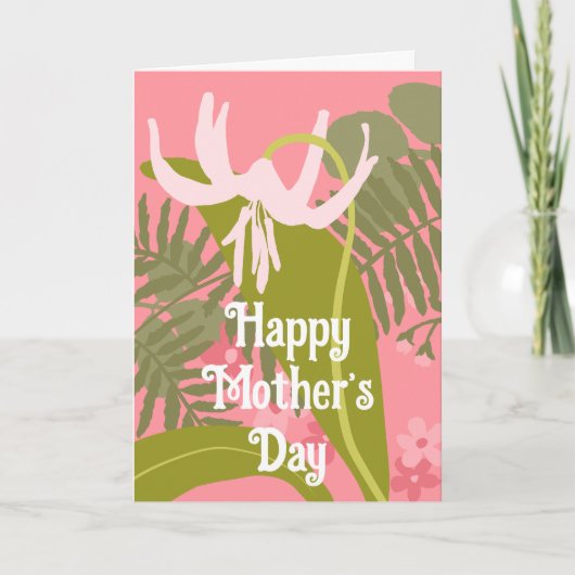 母の日のピンクの花のカスタムカード サンキューカード (正面)