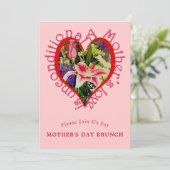 母の日のピンクの花の愛のブランチ招待状 シーズンカード (スタンド正面)