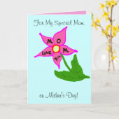 母の日のピンクの花の黄色アイリス愛 カード (黄色い花)