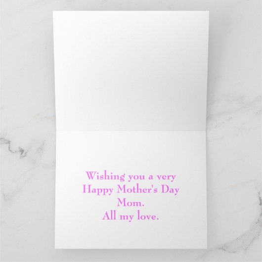 母の日のピンクの花束 カード (内部)