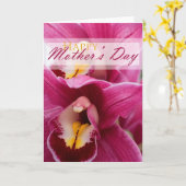 母の日のピンクの蘭 カード (黄色い花)