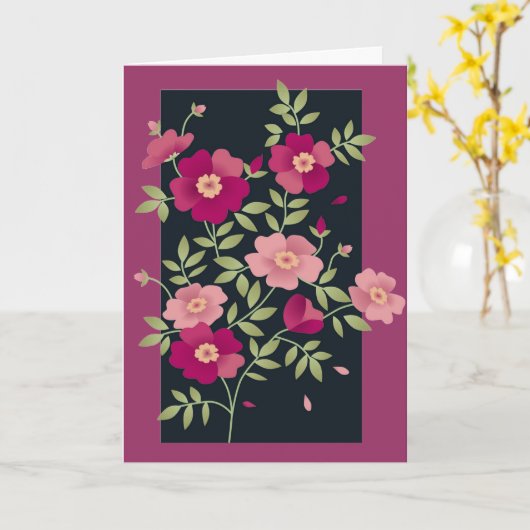 母の日のピンクのPosies カード (黄色い花)