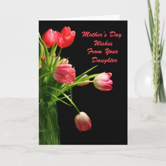 母の日のピンクチューリップ カード (正面)