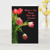 母の日のピンクチューリップ カード (黄色い花)