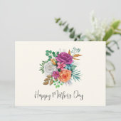 母の日のピンク、オレンジ＆ホワイトローズ カード (スタンド正面)