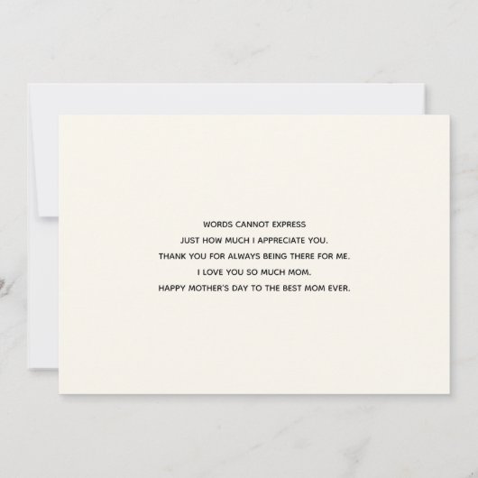 母の日のピンク、オレンジ＆ホワイトローズ カード (裏面)