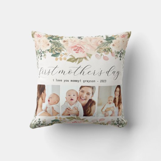 母の日のフォトコラージュフローラ クッション (裏面)