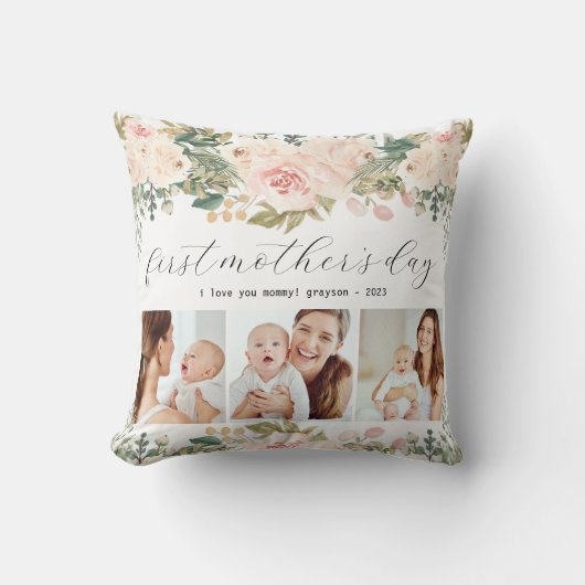 母の日のフォトコラージュフローラ クッション (正面)