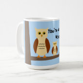 母の日のフクロウの白のマグ コーヒーマグカップ (正面左)