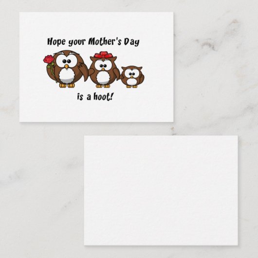母の日のフクロウ家族のホーっとする漫画イラスト ノートカード (正面/裏面)