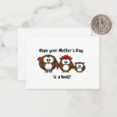 母の日のフクロウ家族のホーっとする漫画イラスト ノートカード (正面/裏面インサイチュ)