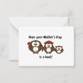 母の日のフクロウ家族のホーっとする漫画イラスト ノートカード (正面)